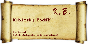 Kubiczky Bodó névjegykártya